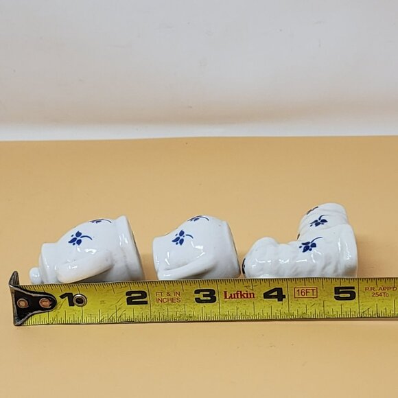 Miniature White Ceramic Tea Set With Blue Floral Design - Set Of 5 Pieces For Di - Picture 12 of 13